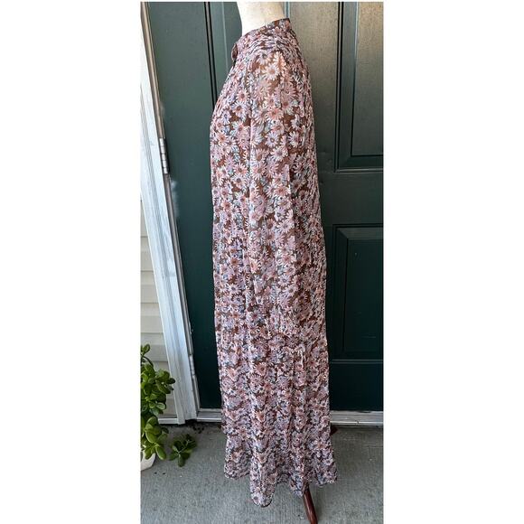 NWT Costamani Sophia Maxi Dress M Floral Brown Purple Daisy Print Modest Danish - Picture 5 of 9